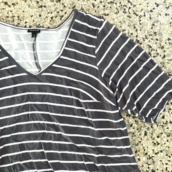 Torrid Grey and Light Pink V-Neck - Picture 3 of 6